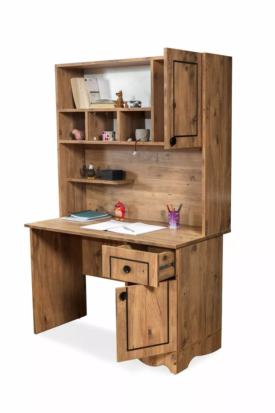 Chambre Jeune Fille Papatya - Armoire 3 Portes, Lit avec Sommier, Bureau - 