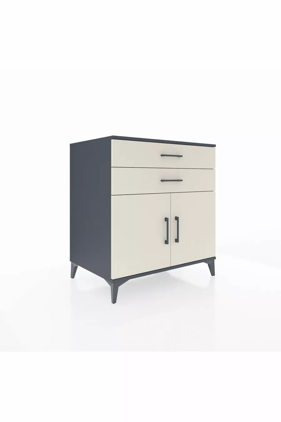 Commode Kronos avec une étagère, 2 tiroirs et 2 portes, anthracite-pierre de lune