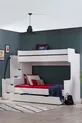 Lit superposé blanc spacieux pour enfant avec tiroirs et échelle