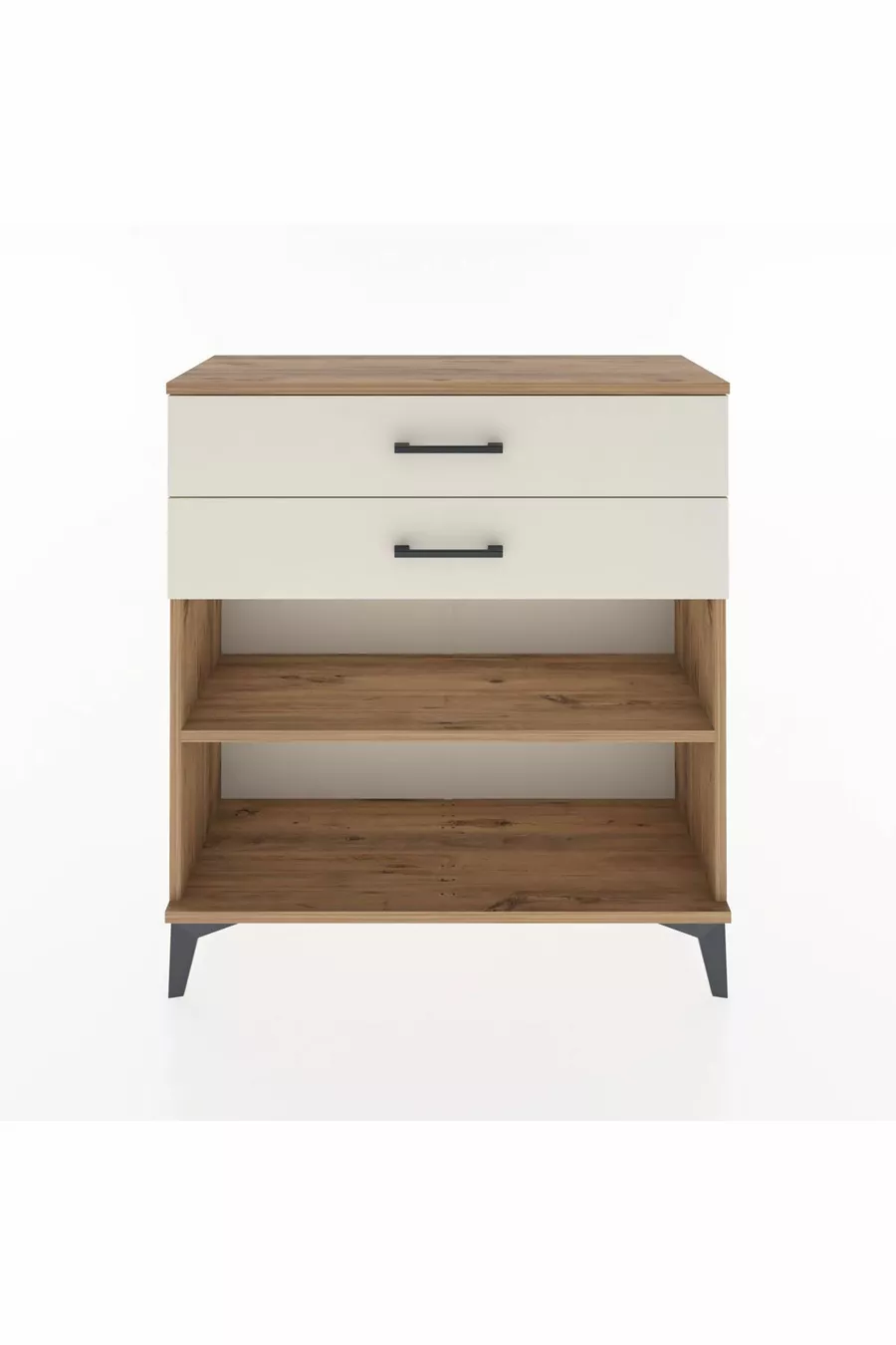 Commode Arges à une étagère et 2 tiroirs en pin-pierre d'onyx