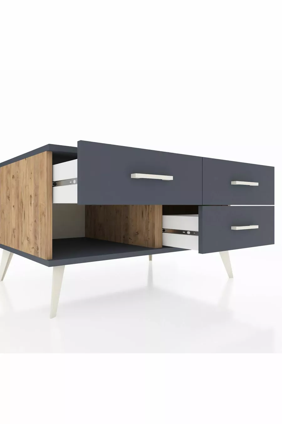Commode Kronos à 3 tiroirs Pin-Anthracite