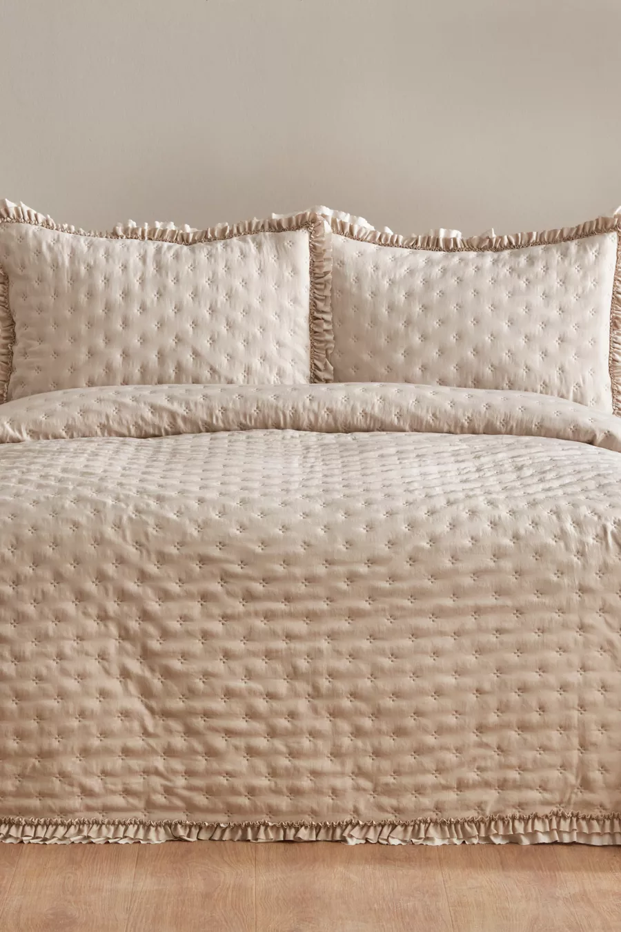 Ensemble de housse de lit double Viona Beige