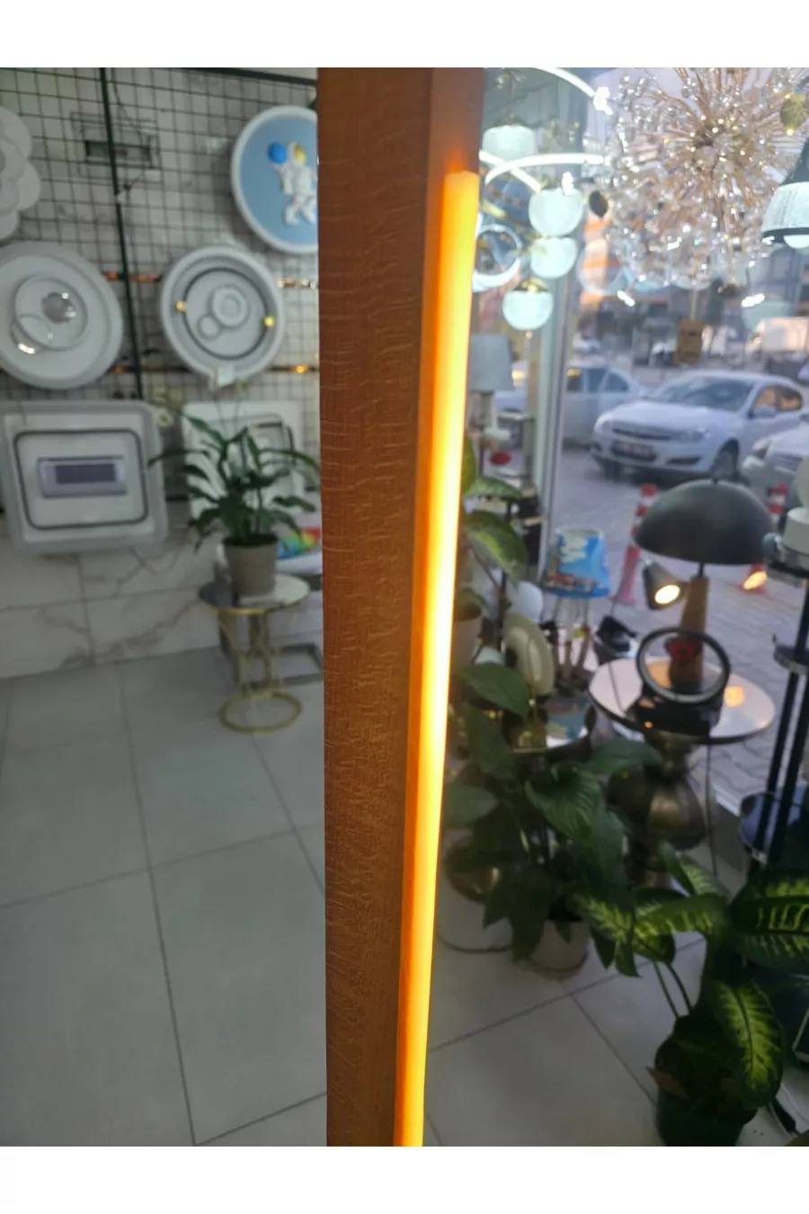 Lampadaire LED en bois moderne | 3 couleurs avec télécommande | Fait main  cm