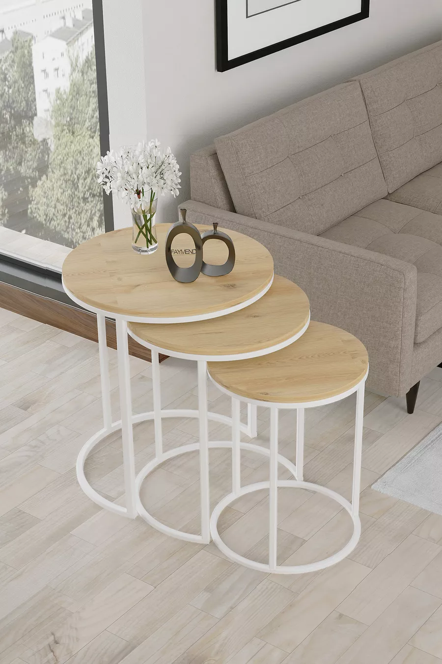 Table d'appoint Ecol 3 pièces de luxe C Zigon Blanche Rivoli