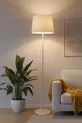 Lampadaire en tissu métallique crème à une seule jambe Cora pour salon, séjour et chambre à coucher