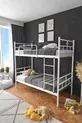 Lit superposé en métal blanc détachable Koza Ranza compatible avec matelas 