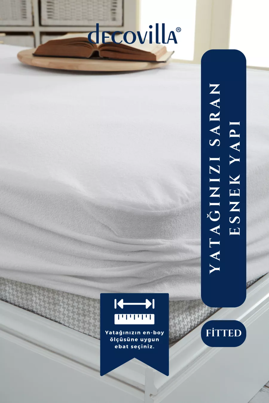 Protège-matelas imperméable à l'eau avec bord complet ajusté en microfibre, drap blanc