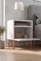 Commode moderne blanche avec pieds en bois, commode de chambre à coucher, commode pour chambre de bébé, commode pour chambre d'adolescent, commode avec étagères, table de chevet, commode moderne scandinave