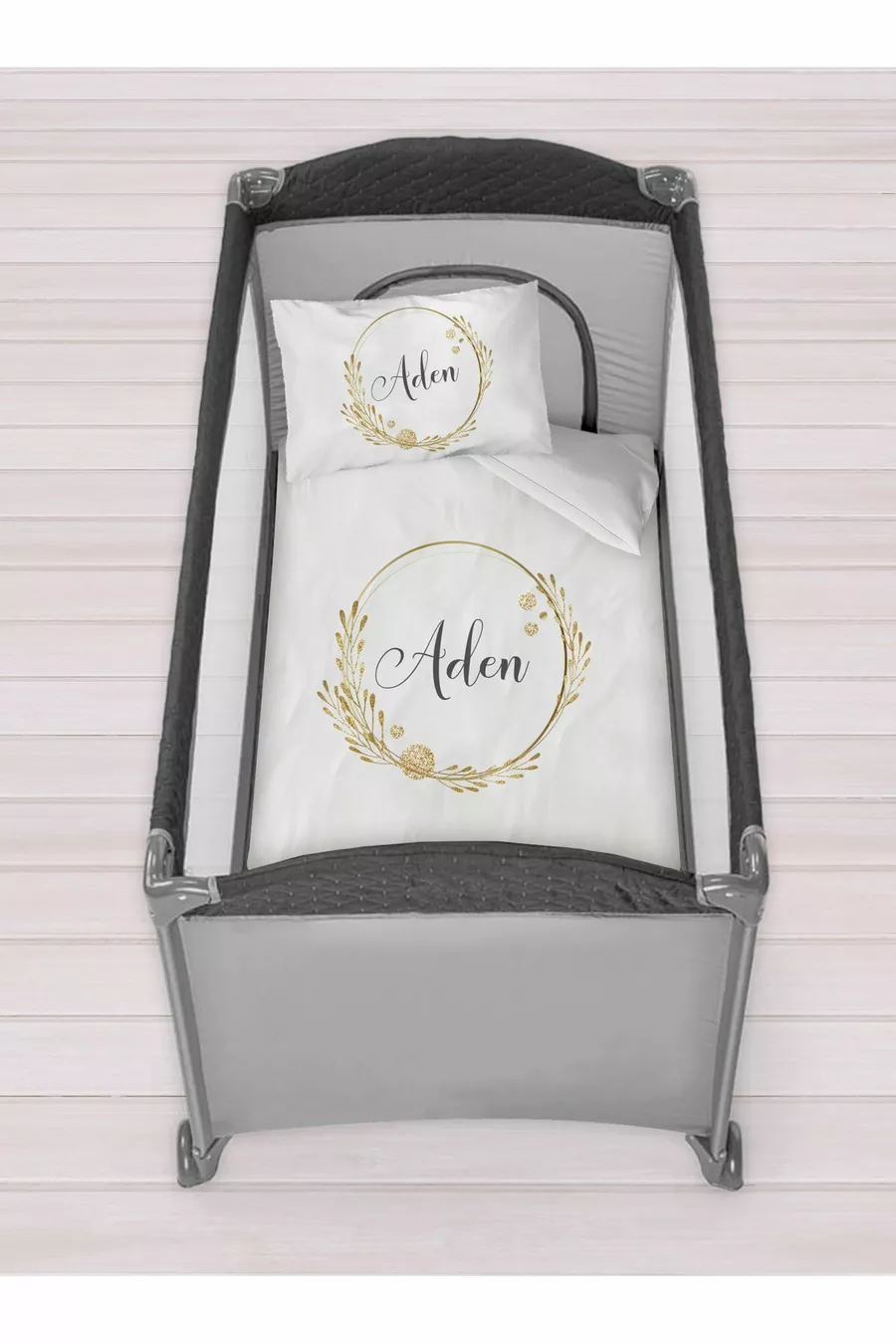 Parure de lit pour berceau  personnalisée avec nom