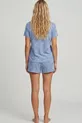 Ensemble de pyjama à col rond avec short en tricot motif léopard bleu