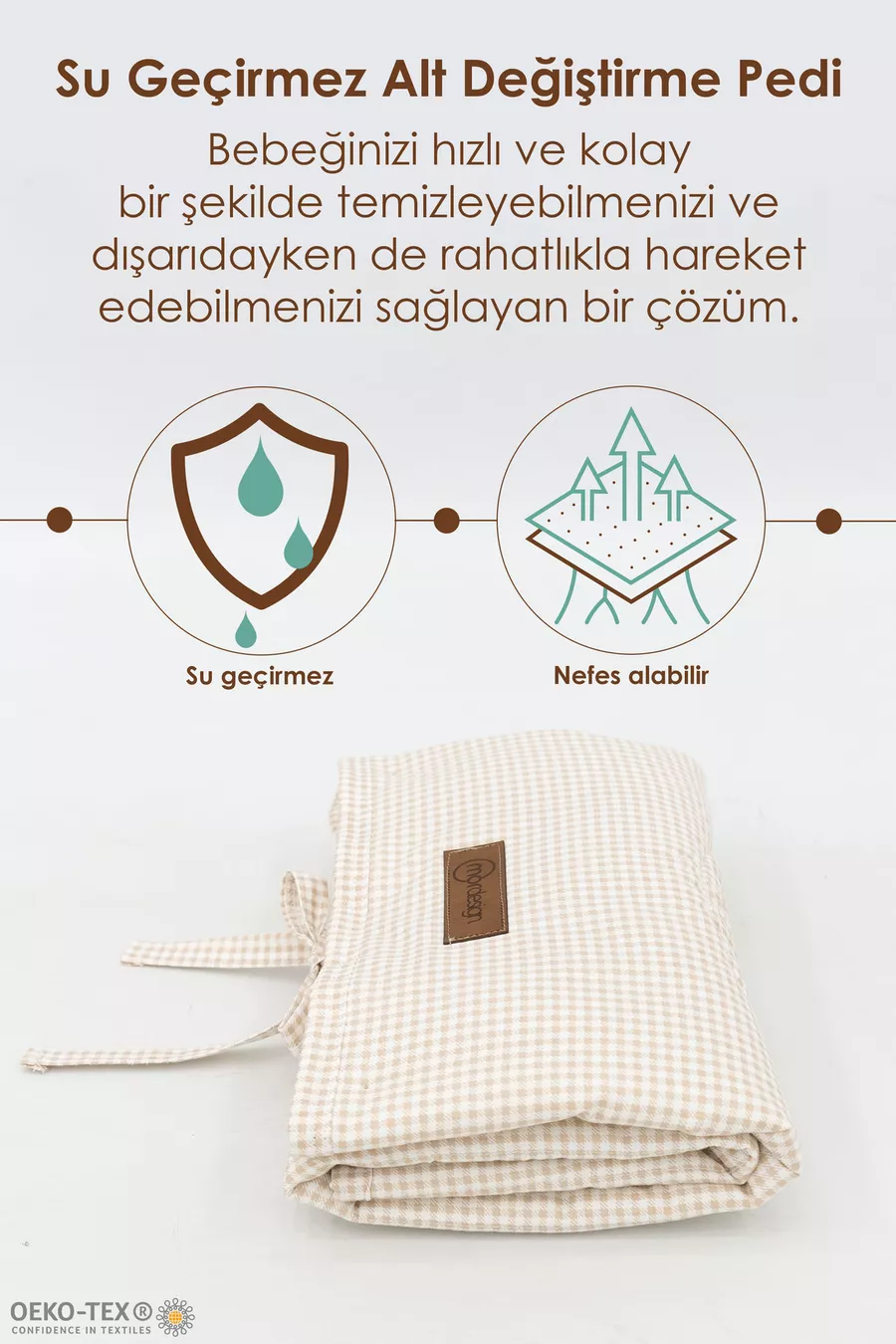 Set de soins pour bébé 3 pièces ; Organisateur maman-bébé en feutre, Tapis à langer imperméable, Sac à couches