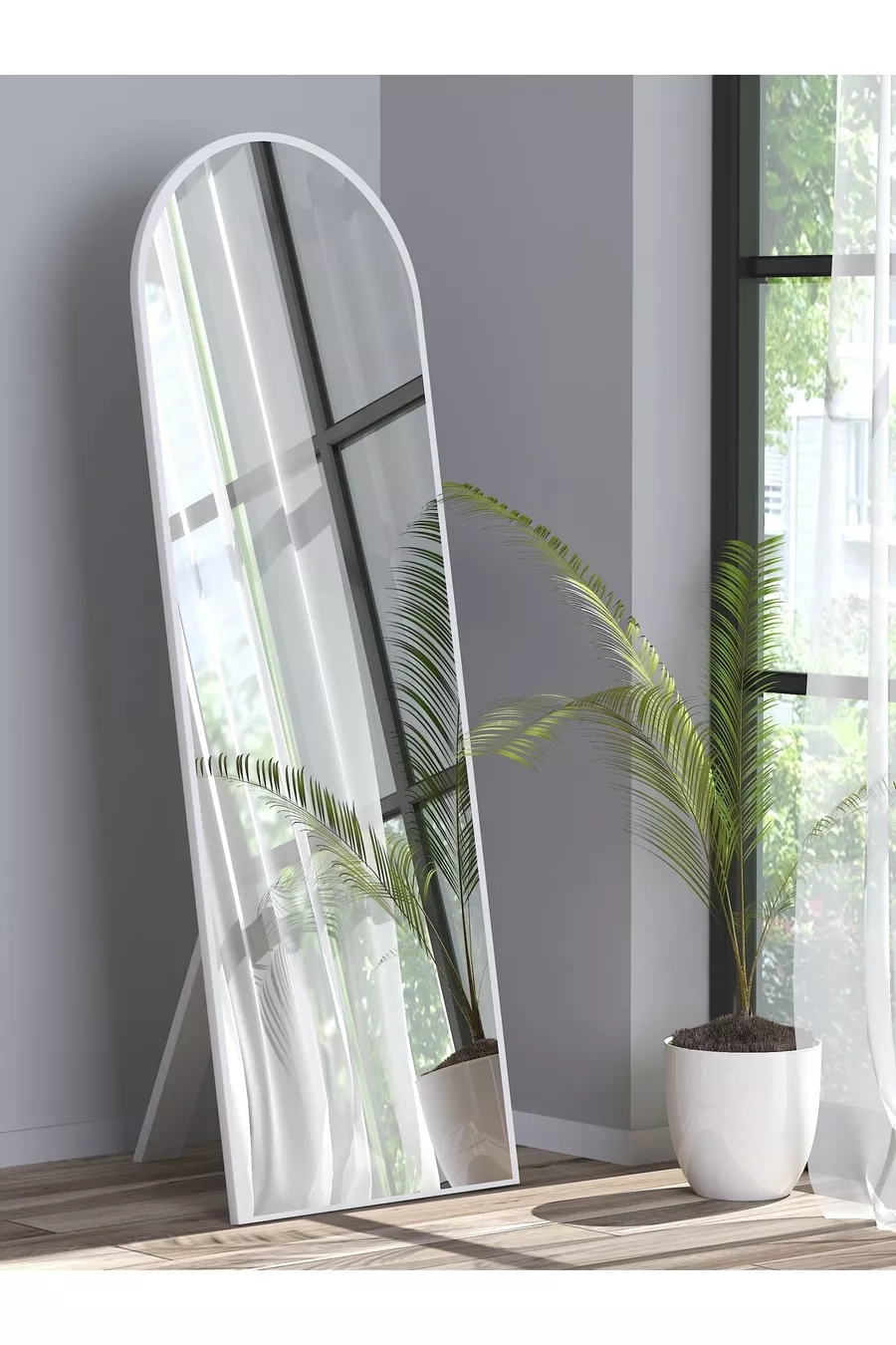 Miroir sur pied blanc élégant pour hall, couloir, salon, salle de bain, WC, bureau, chambre d'enfant  cm