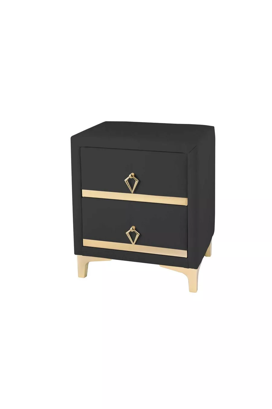 Table de chevet Doppia Linea Gold, à deux tiroirs