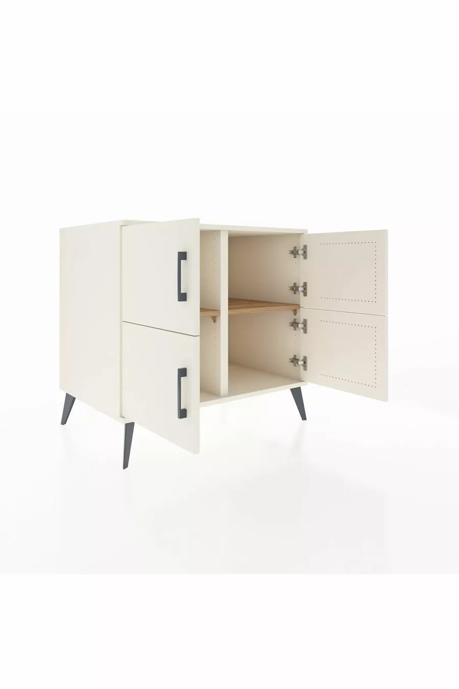 Commode Kronos 2 étagères 4 portes Pierre de lune/Pierre de lune/Pin