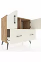 Commode Hyperion 2 étagères 2 tiroirs 2 portes Pin-Gris