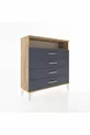 Commode Arges à un seul étagère et 4 tiroirs en pin-anthracite