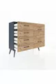 Commode Arges 6 tiroirs Anthracite-Anthracite/Sapin