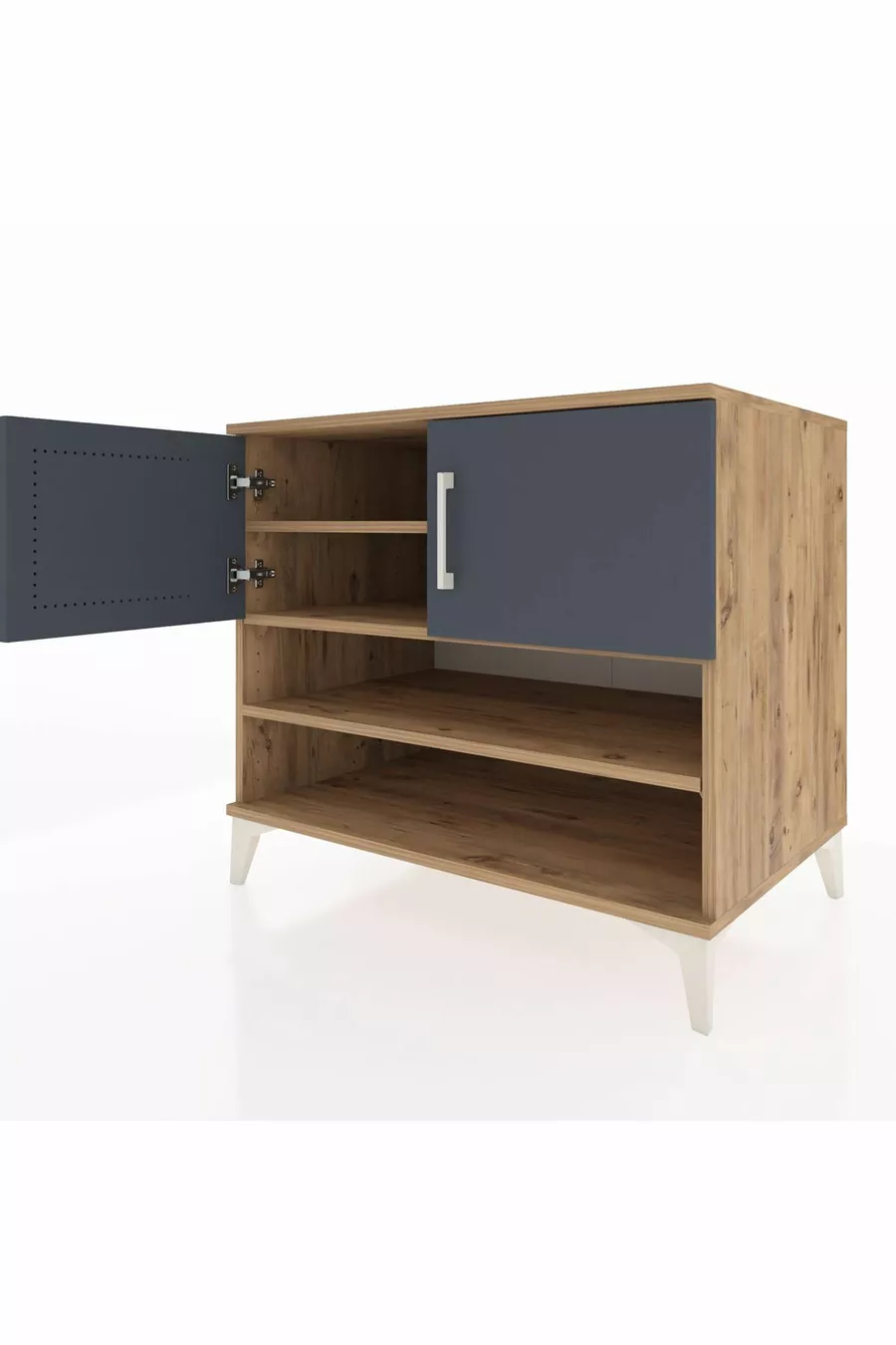 Commode Kronos 3 étagères 2 portes Pin-Anthracite