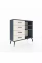 Commode Arges 2 étagères 4 tiroirs Anthracite-Anthracite/Pierre de lune