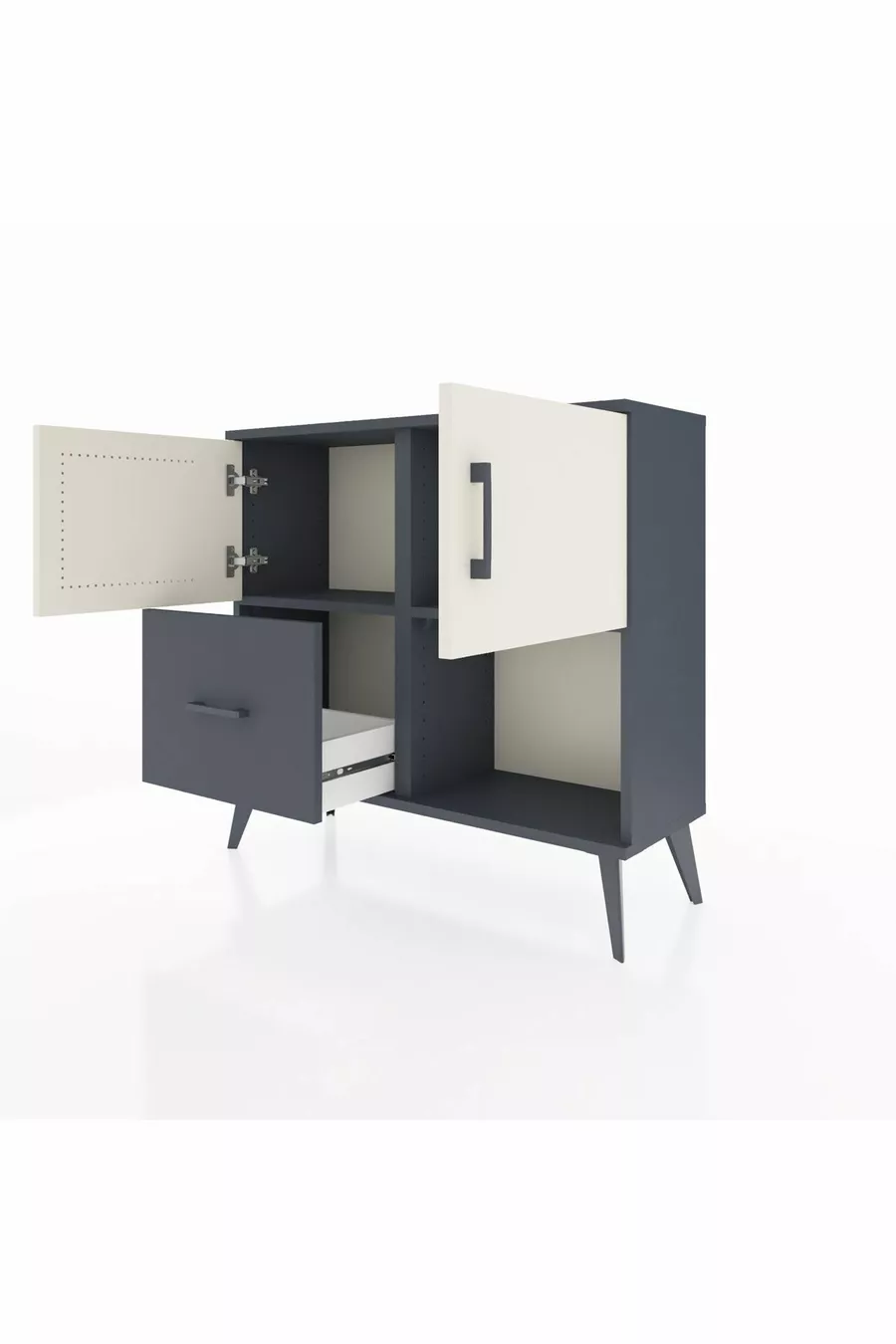 Commode Arges à 2 étagères, 1 tiroir, 2 portes, Anthracite-Pierre de lune/Anthracite