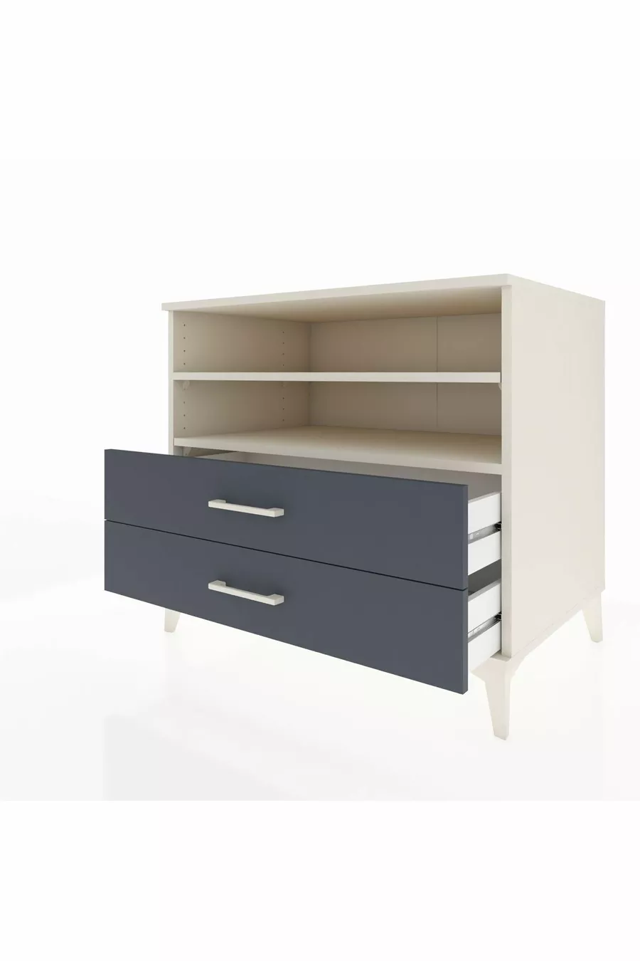 Commode Kronos 2 étagères 2 tiroirs Pierre de lune-Anthracite