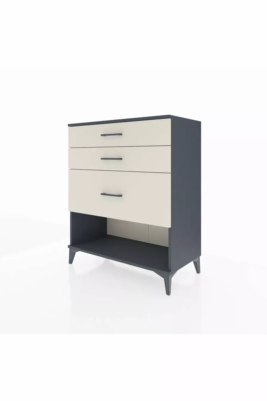 Commode Hyperion 3 tiroirs Anthracite-Pierres de lune