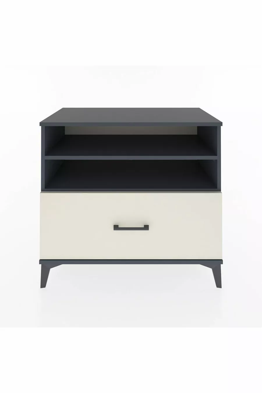 Commode Hyperion 2 étagères 1 tiroir Anthracite-Pierre de lune