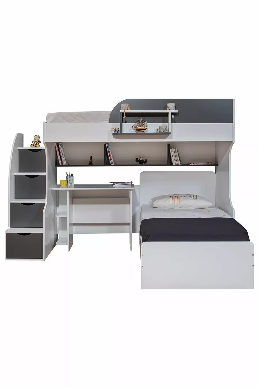 Lits superposés, Lit Aura Ranza avec table et 2 matelas Comfort