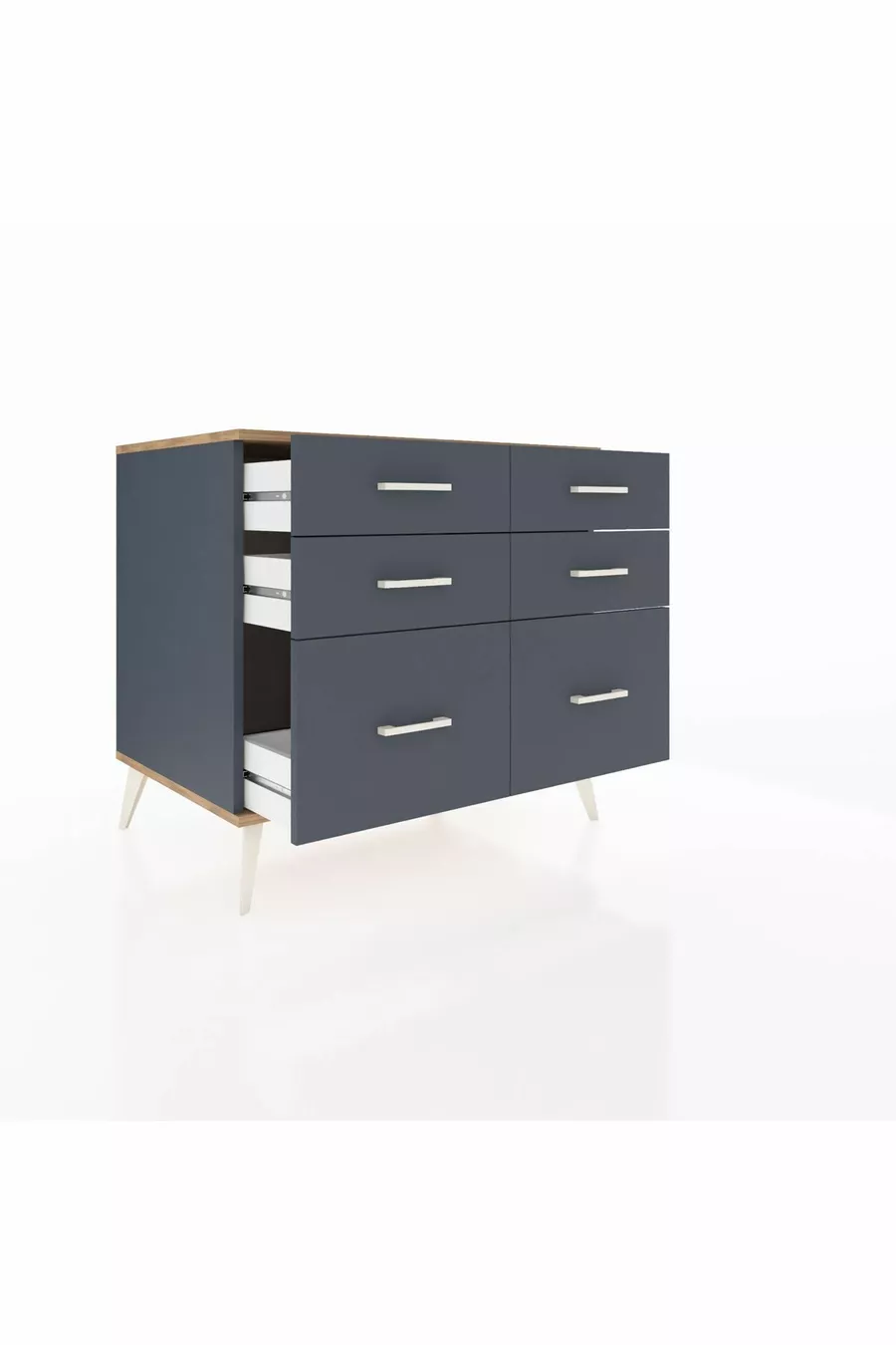 Commode Kronos 6 tiroirs Anthracite-Cèdre/Anthracite