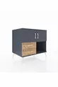 Commode Kronos 2 étagères 2 tiroirs 2 portes Anthracite-Anthracite/Sapin