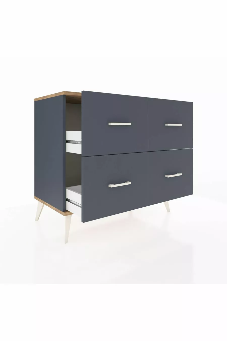 Commode Hyperion 4 tiroirs Anthracite-Sapin/Anthracite