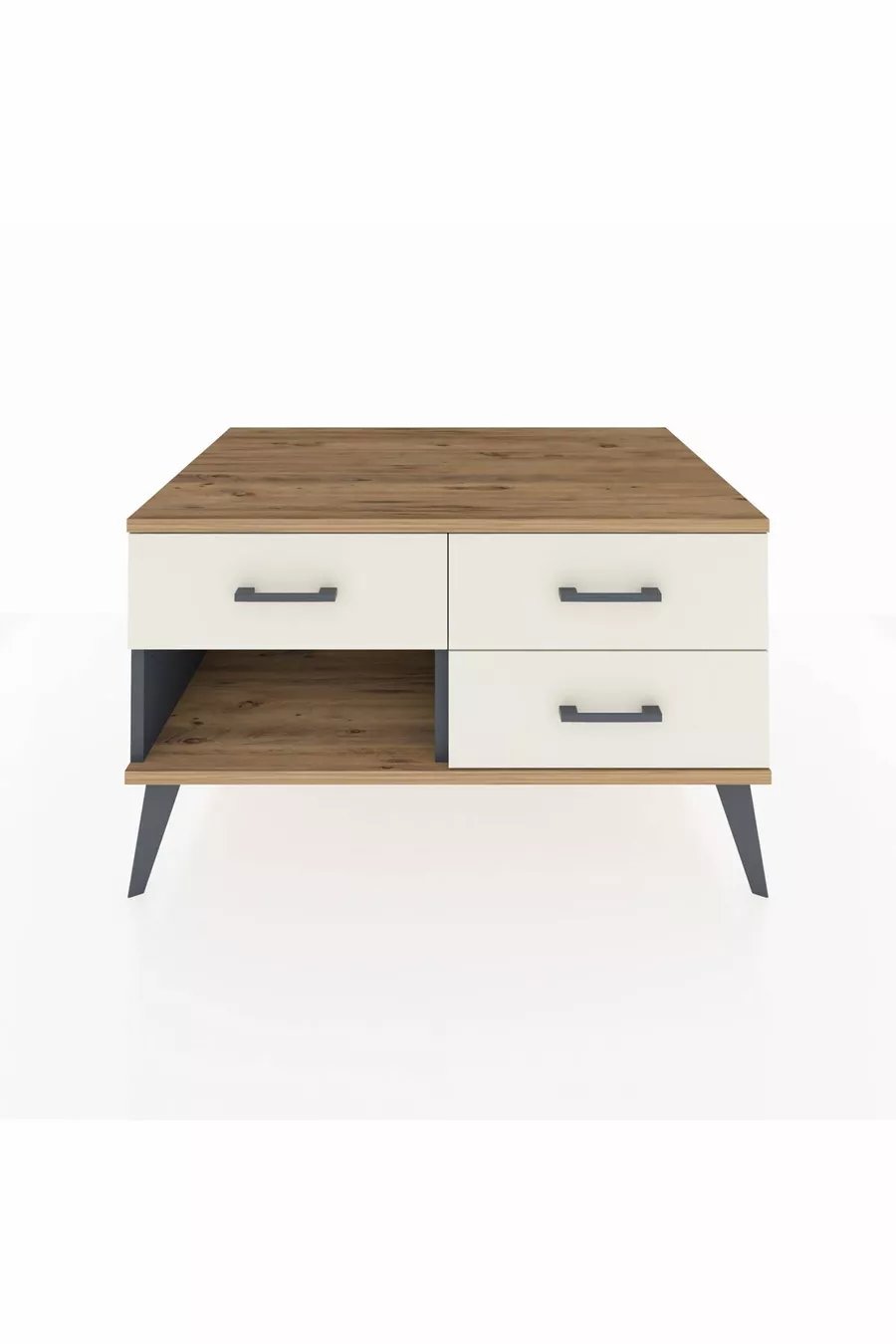 Commode Kronos 3 tiroirs Anthracite-Sapin/Pierre de lune