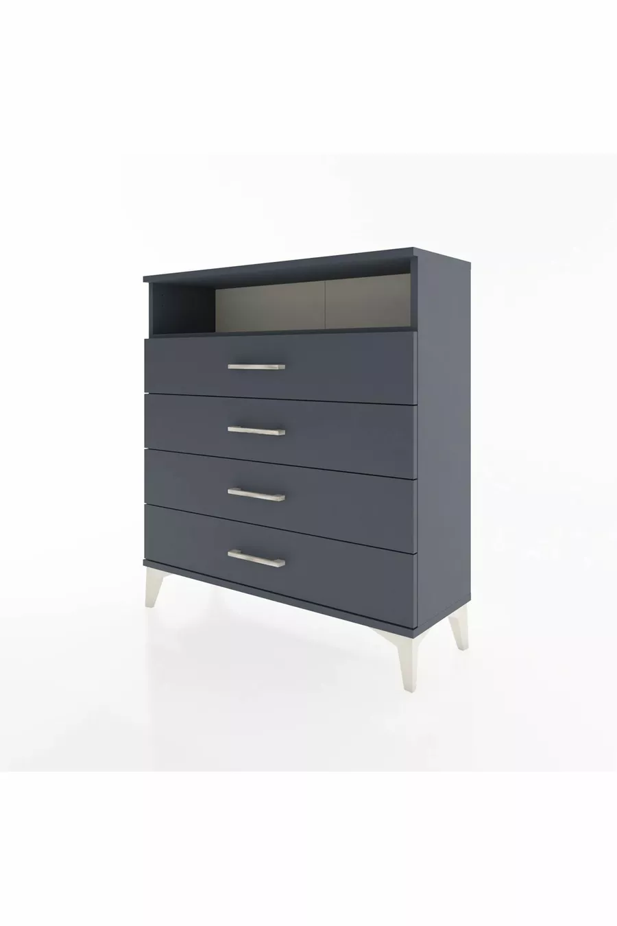 Commode Arges à une étagère et 4 tiroirs Anthracite-Anthracite