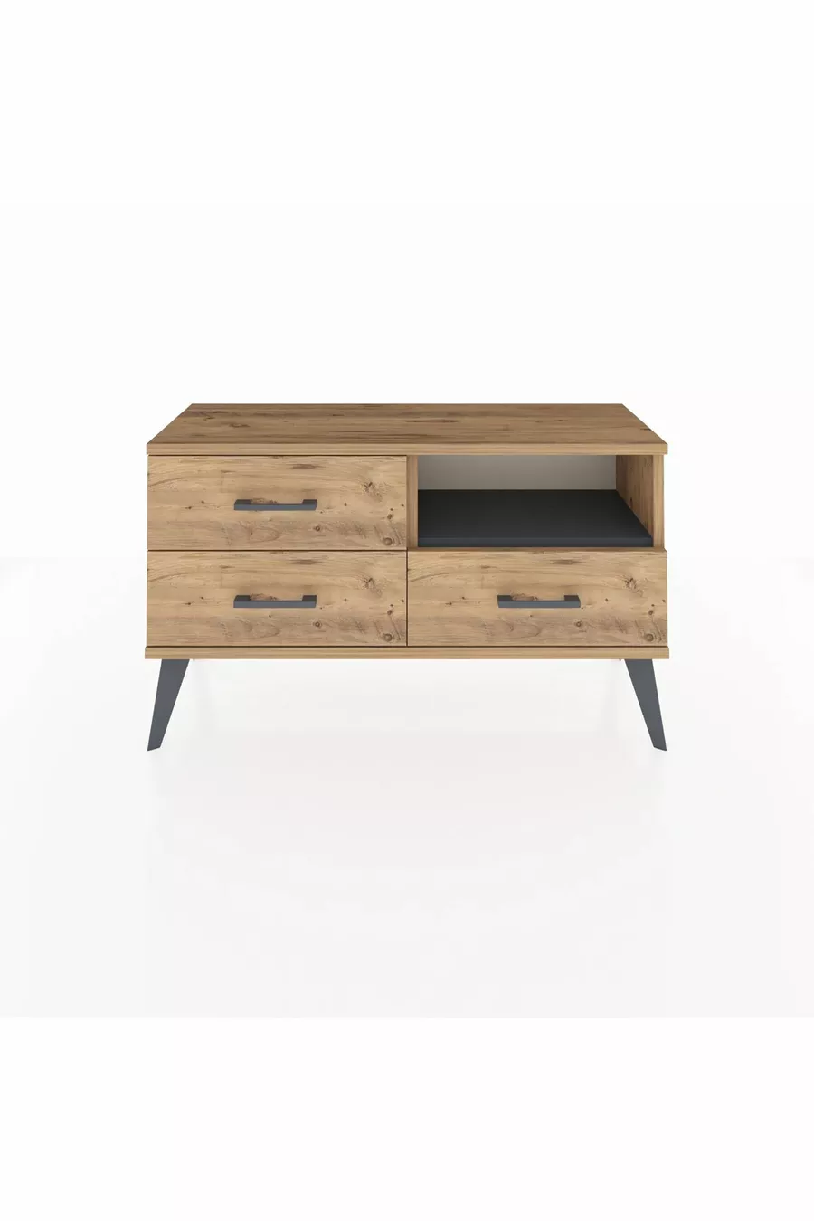 Commode Arges à une étagère et trois tiroirs Pin-Anthracite/Pin