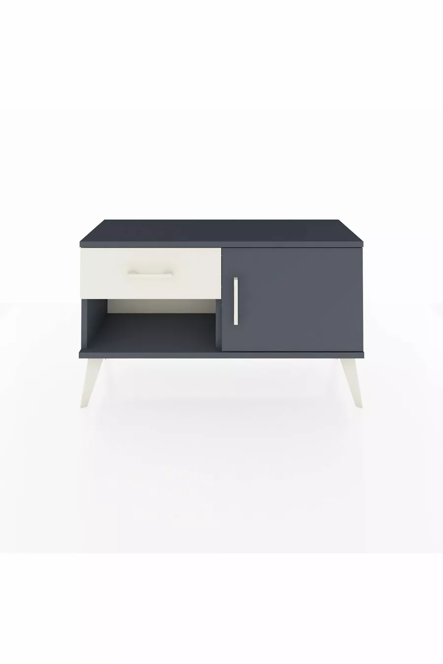 Commode Arges avec une étagère, un tiroir et une porte, Anthracite-Anthracite/Gris pierre