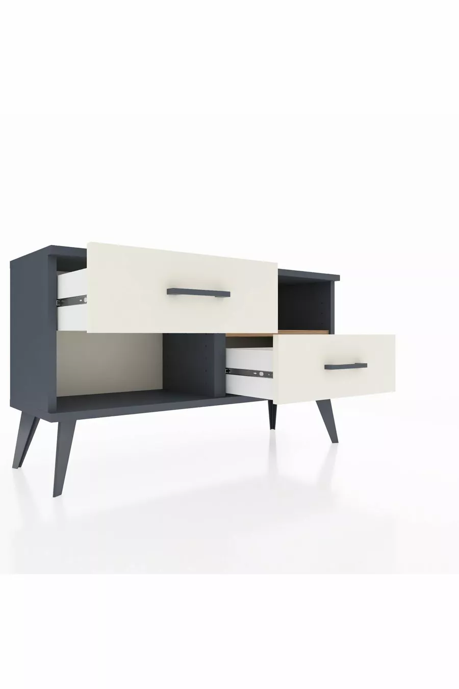 Commode Arges à une étagère, 2 tiroirs, Anthracite-Sapin/Mer de pierre