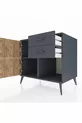 Commode Kronos à une étagère, 2 tiroirs, 2 portes, Anthracite-Pin/Anthracite