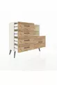 Commode Arges 2 étagères 5 tiroirs Pierre de lune/Pierre de lune/Pin