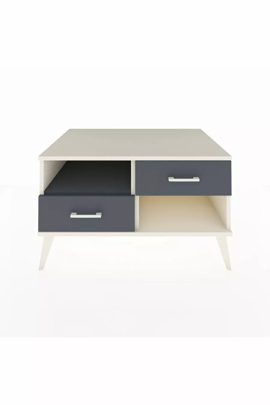 Commode Kronos à une étagère et 2 tiroirs, Pierre de lune-Anthracite