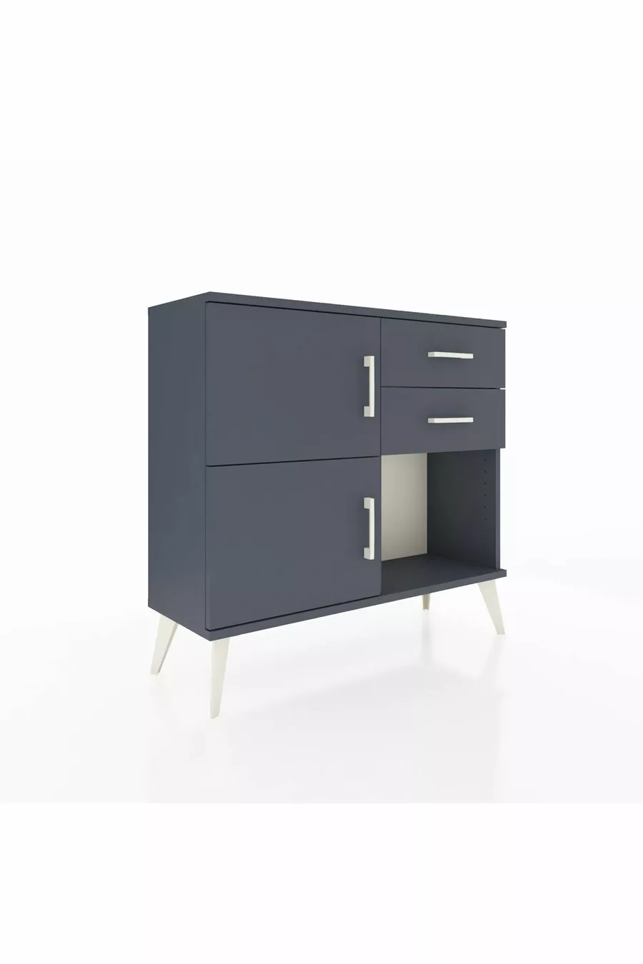 Commode Arges avec une étagère, 2 tiroirs et 2 portes, Anthracite-Anthracite