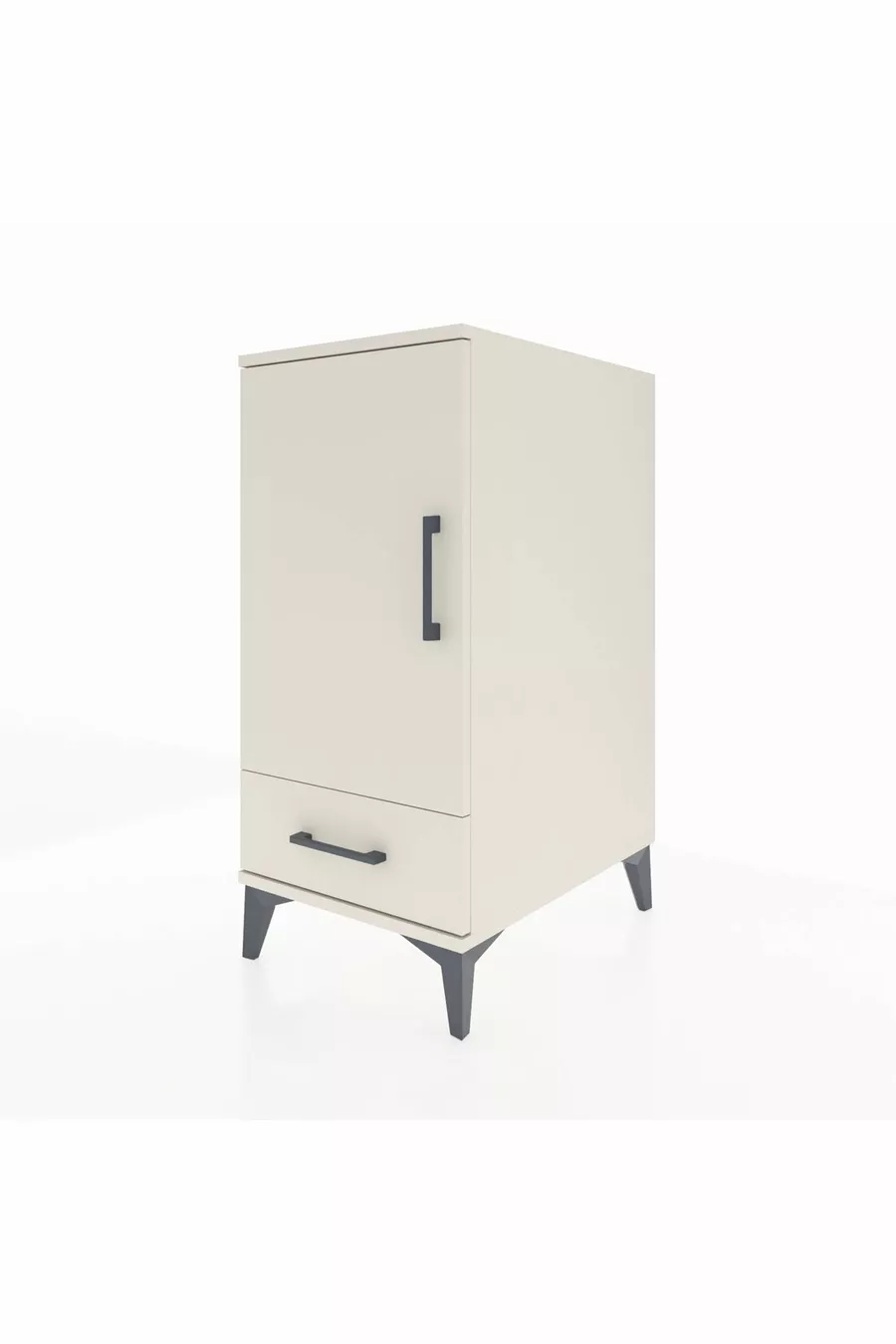 Chevet Kronos à 3 étagères, 1 tiroir et 1 porte, coloris Pierre de Lune