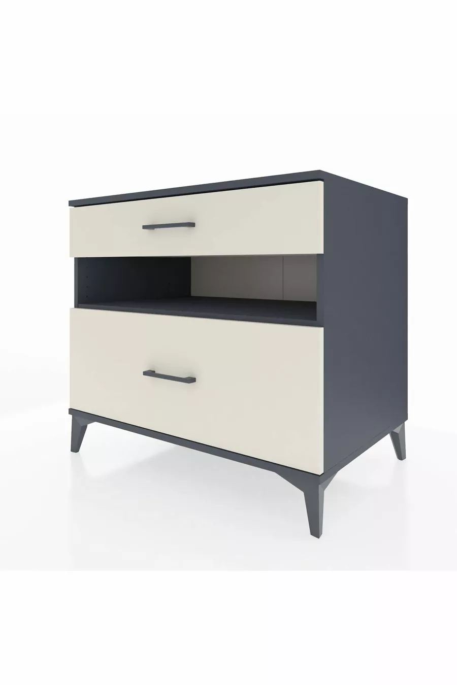 Commode Kronos avec une étagère et 2 tiroirs Anthracite-Pierre de Lune