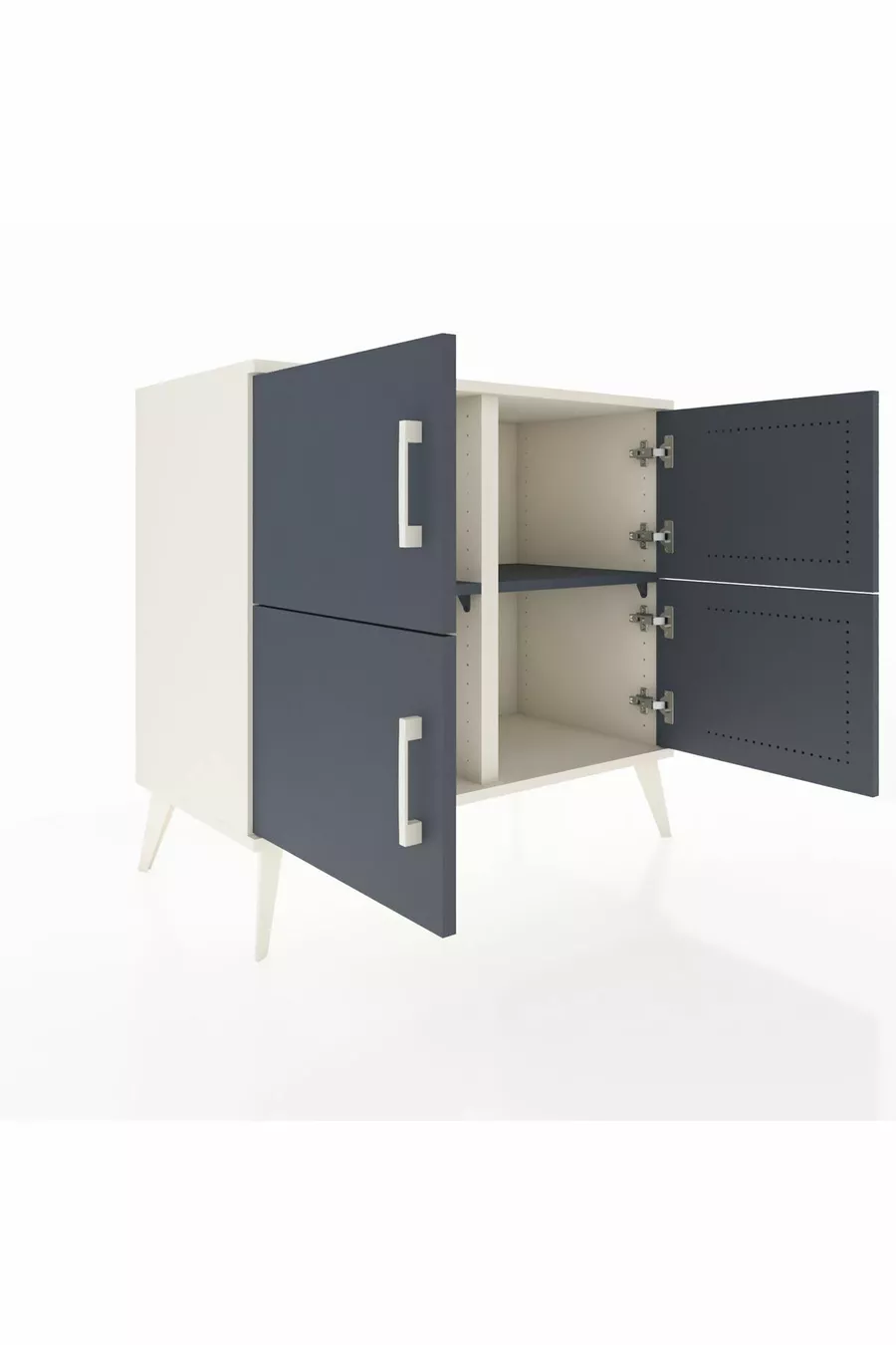 Commode Hyperion 2 étagères 4 portes Pierre de lune-Anthracite