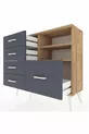 Commode Arges 2 étagères 5 tiroirs Pin-Pin/Anthracite