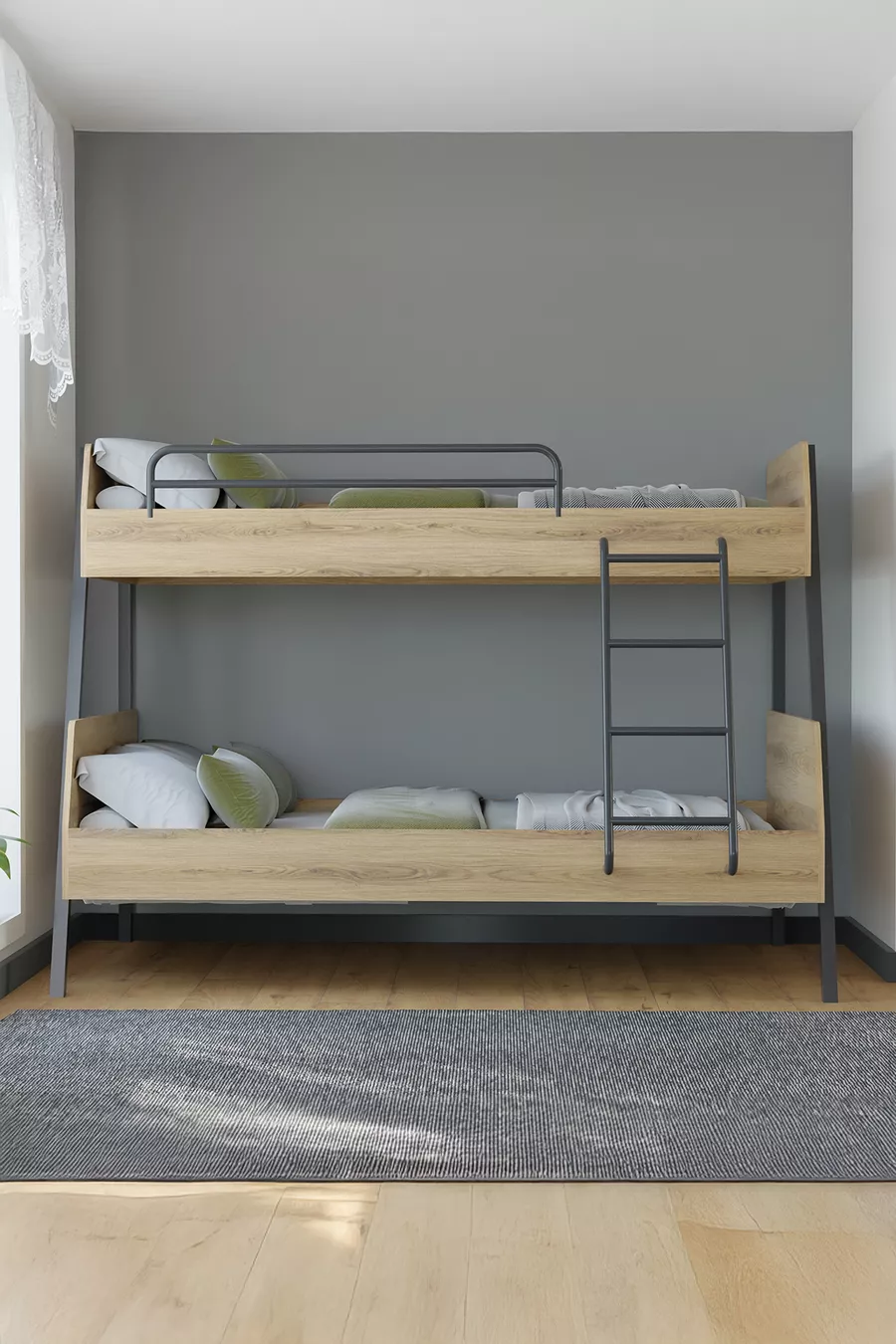 Lits superposés pour jeunes avec pieds en métal Cardi pour chambre d'enfant