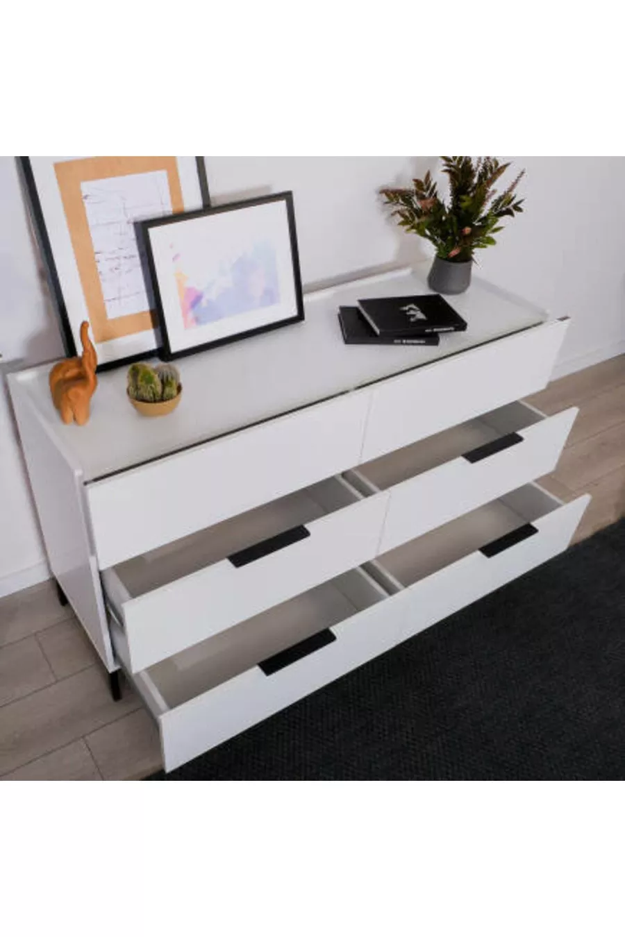Commode Oryana à 6 tiroirs - Blanc Lac Mat cm