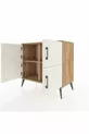 Commode Hyperion 2 étagères 4 portes Pin-Ambre/Pin