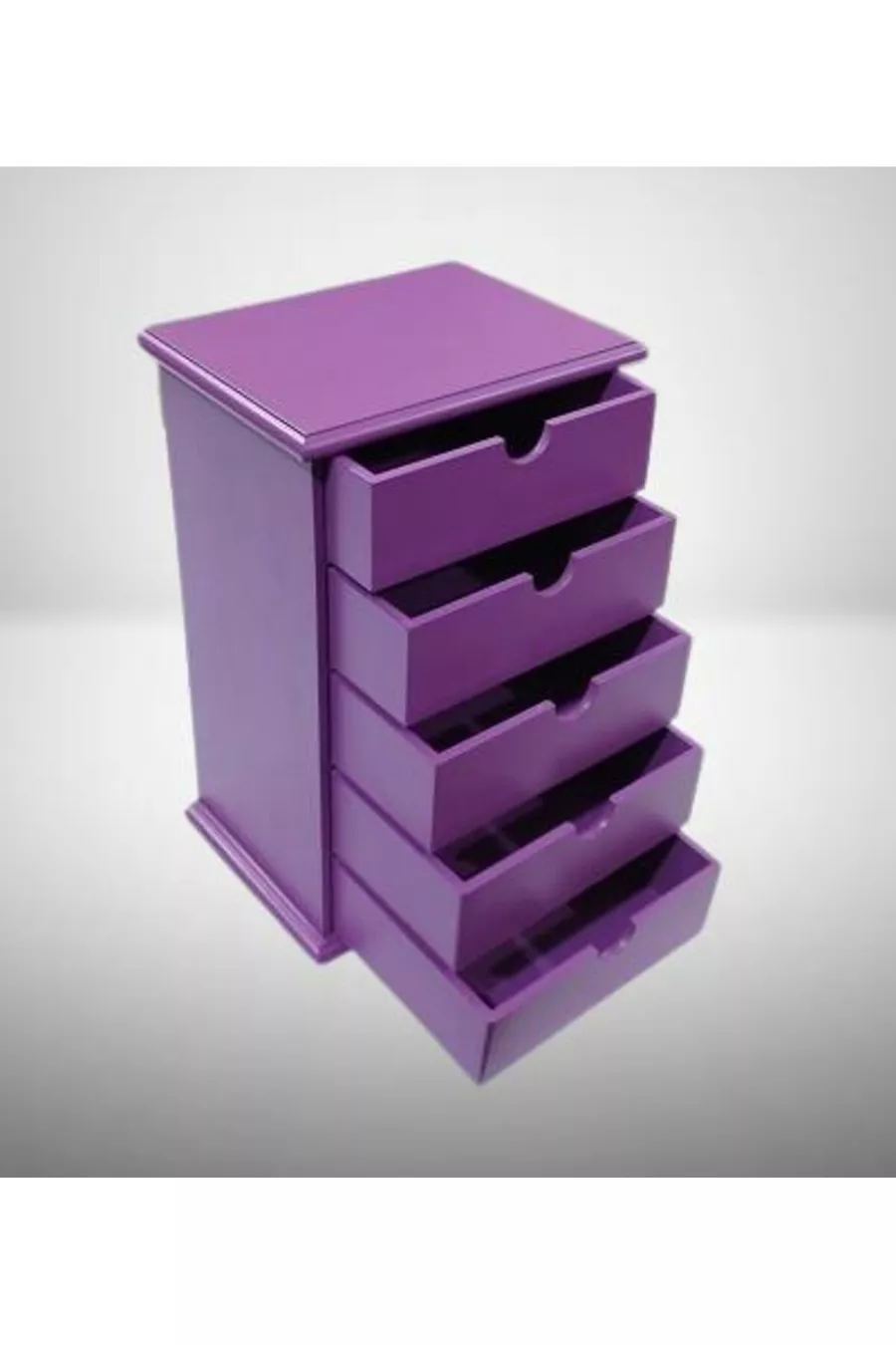 Hobi ERDL Commode Boîte à Bijoux et Maquillage 5 Tiroirs Peinture Brillante VIOLET Fait Main