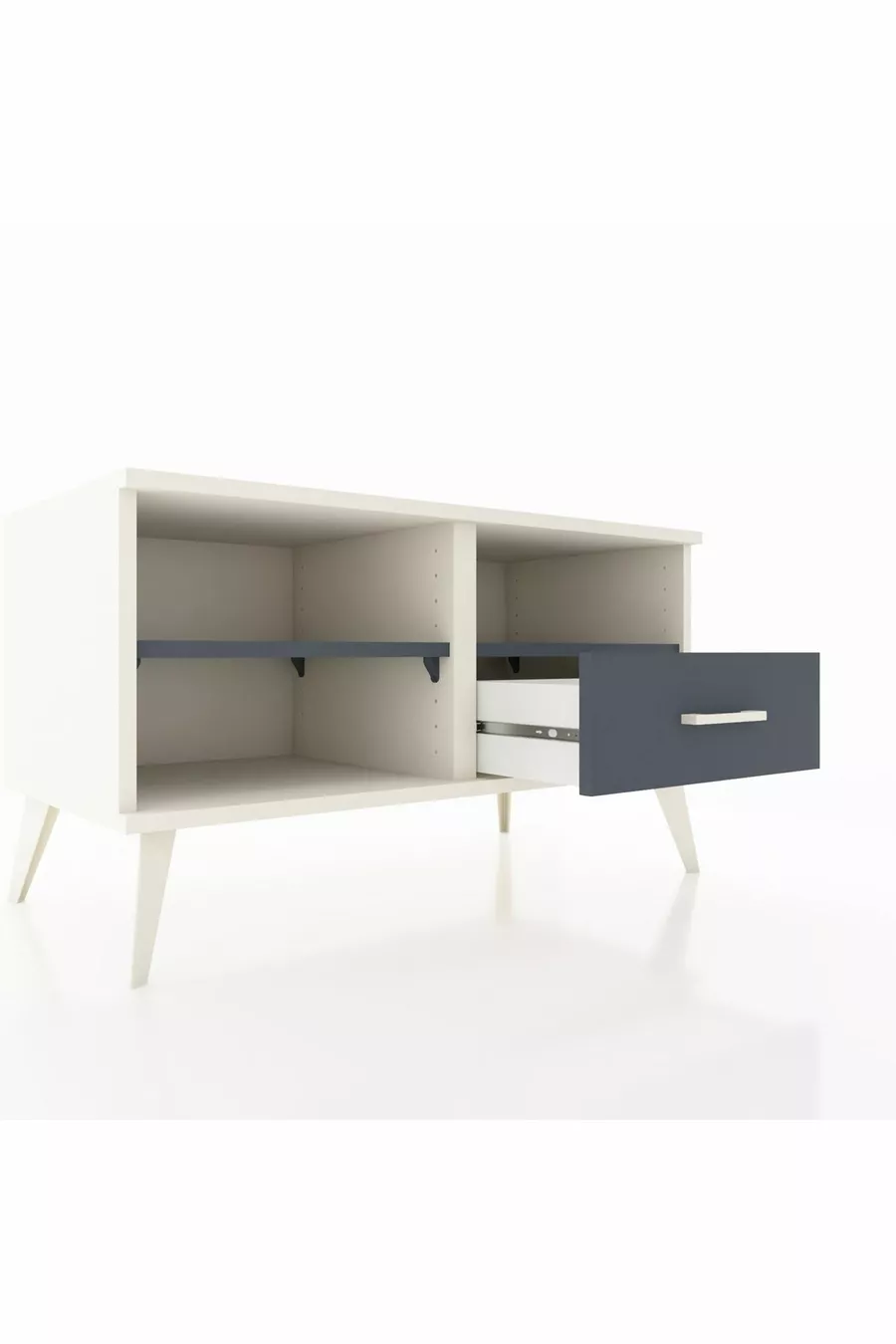 Commode Hyperion 2 étagères 1 tiroir Pierre de lune-Anthracite