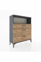 Commode Arges à une étagère et 3 tiroirs Anthracite-Pin